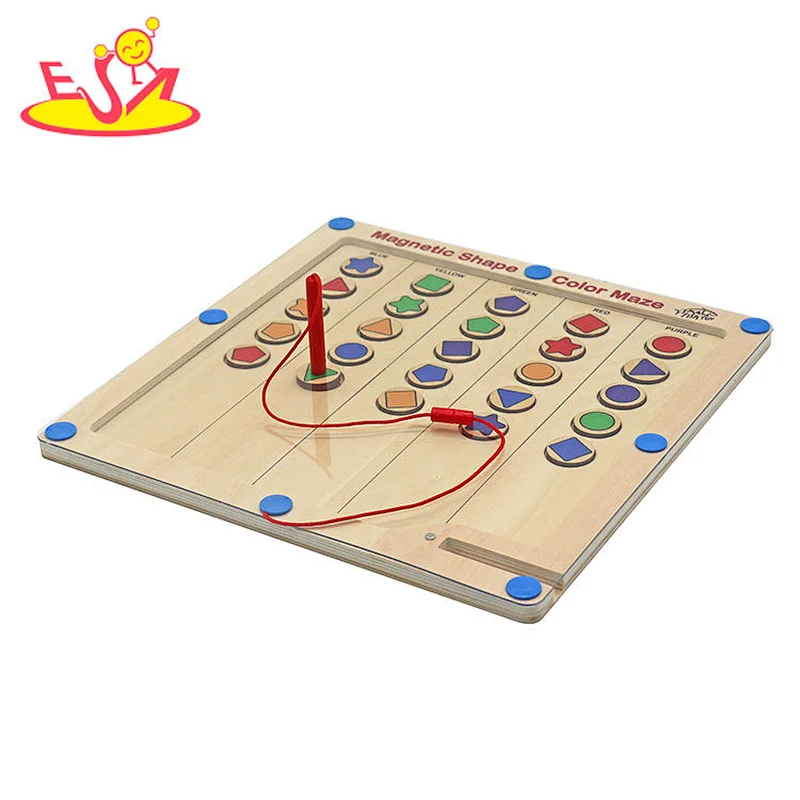Customize Educational Shape Color Wooden Magnetic Maze Board For Kids W11H128